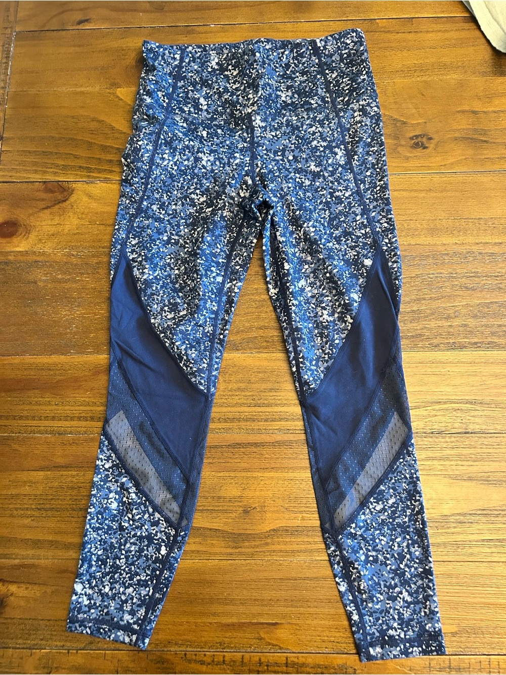 Athleta Blue Speckled Mesh Panel Leggings Size Small